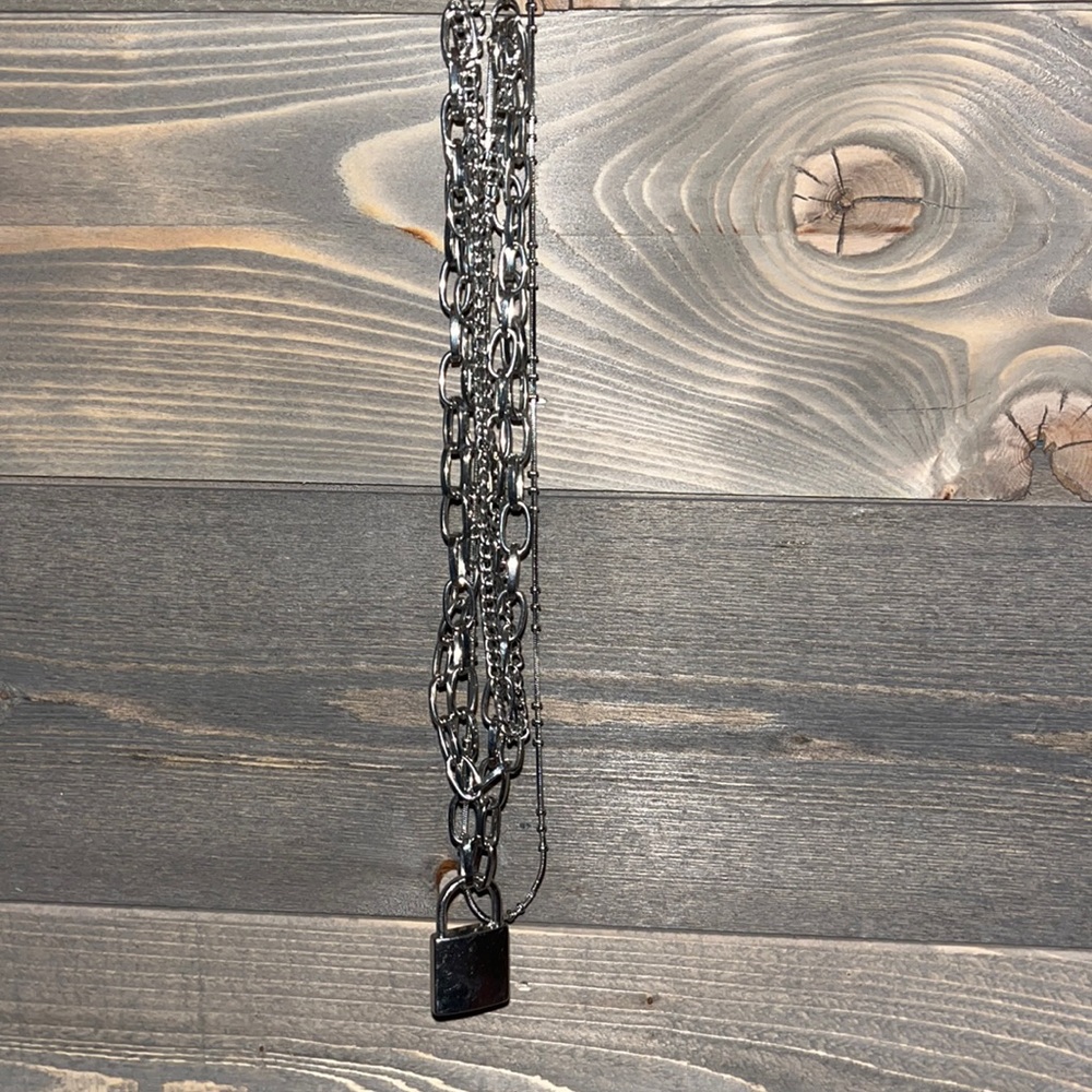 Silver layered chain necklace